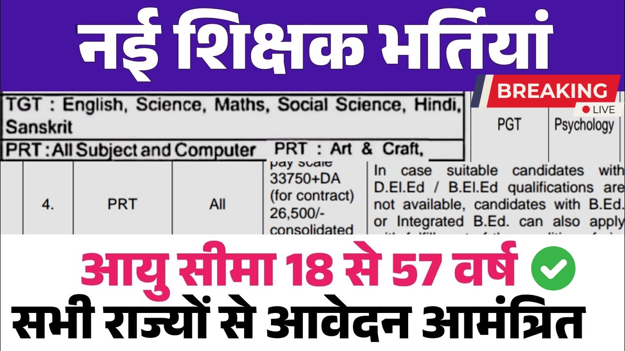 New Teacher Bharti 2025 Latest Update